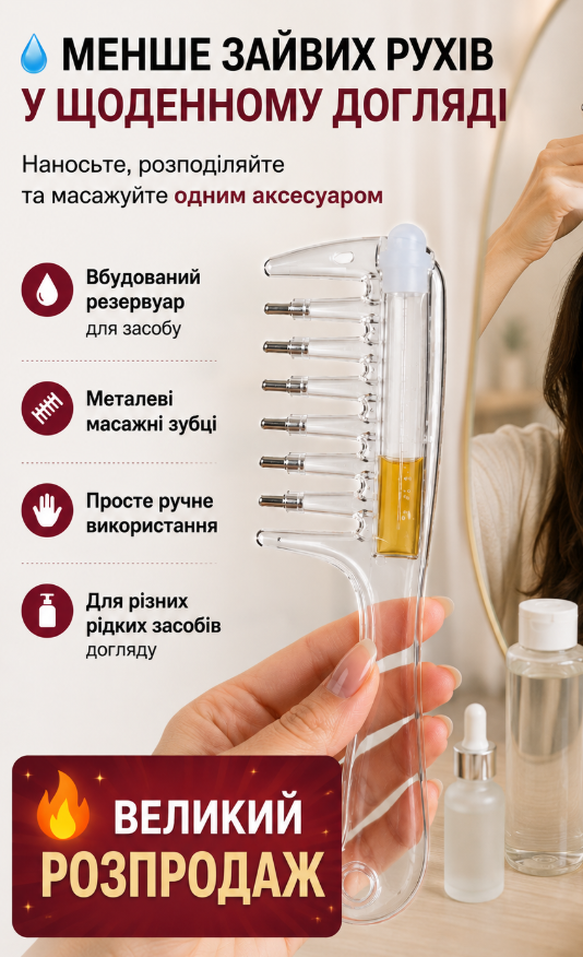 Гребінець з резервуаром для засобу